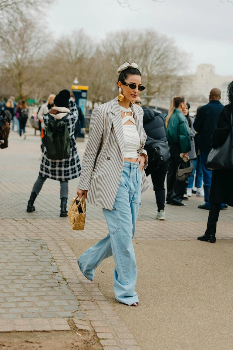 farmerke širokih nogavica, street style