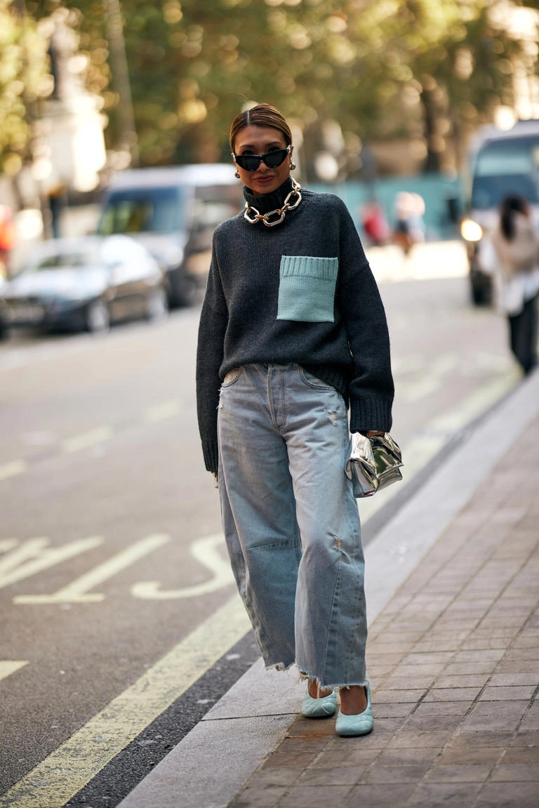 farmerke širokih nogavica, street style