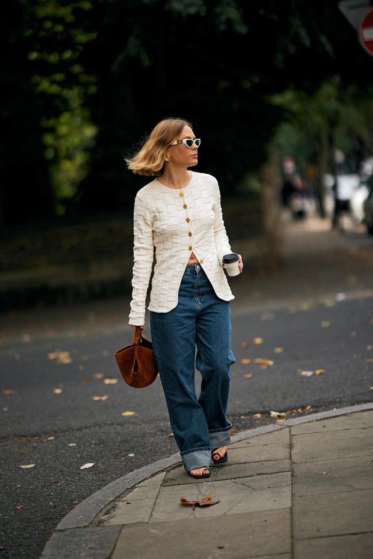 farmerke širokih nogavica, street style