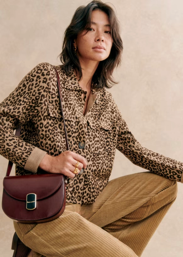 sezane leopard print kardigan