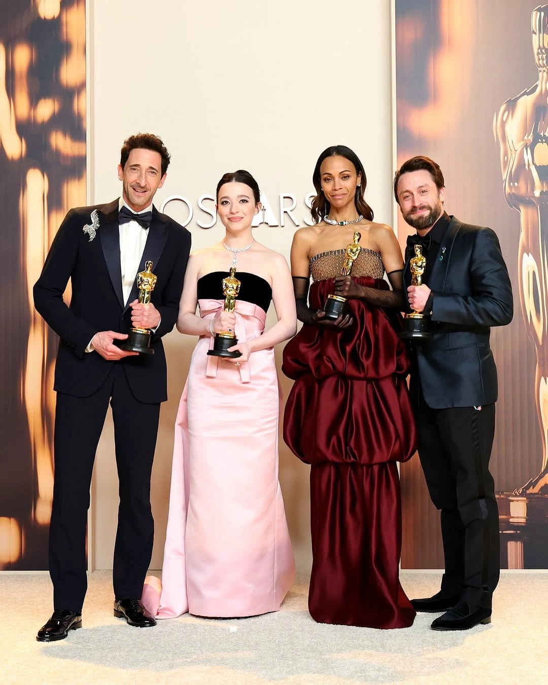 Adrien Brody, Mikey Madison, Zoe Saldaña, Kieran Culkin, oscar 2025 glumci